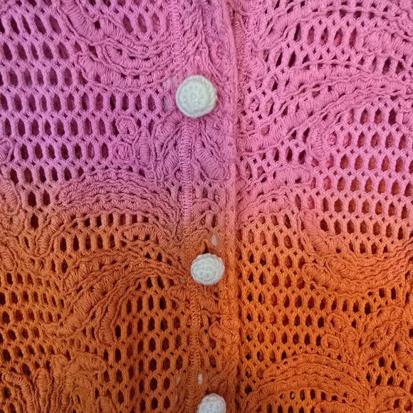 Maaji Colorful Dye Kyrie Crochet Shirt Short Sleeve Cropped Ombre Medium NEW - Picture 6 of 8